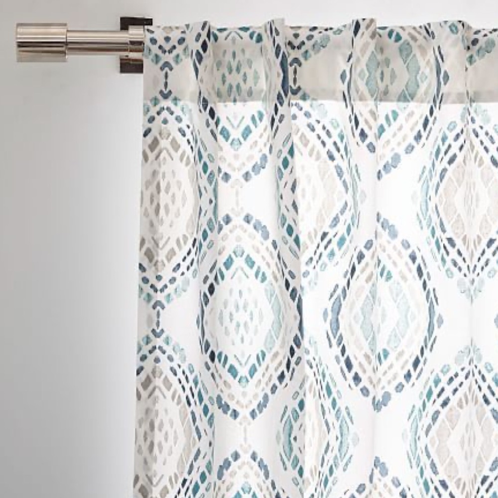 West Elm Patterned Curtains - Blue and Gray